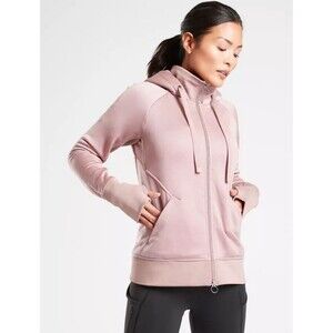 ATHLETA M Triumph Luxe Shine Hoodie Medium Dogwood Mauve